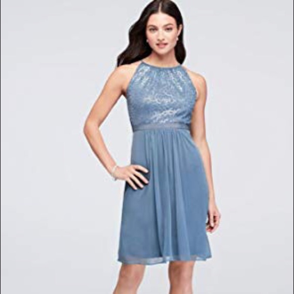 David’s Bridal slate blue dress sz 12